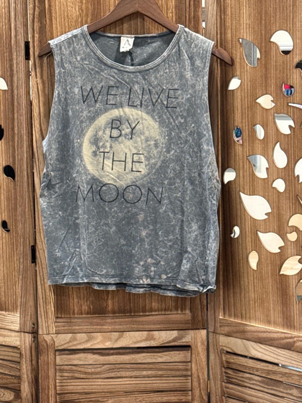 American Age Gray Washed Moon Graphic Tank